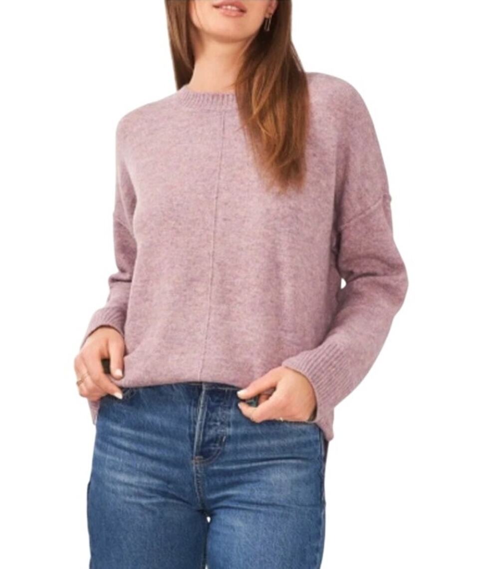 Vince Camuto Women's Front Seam Crewneck Oversized Knit Pink Sweater Large